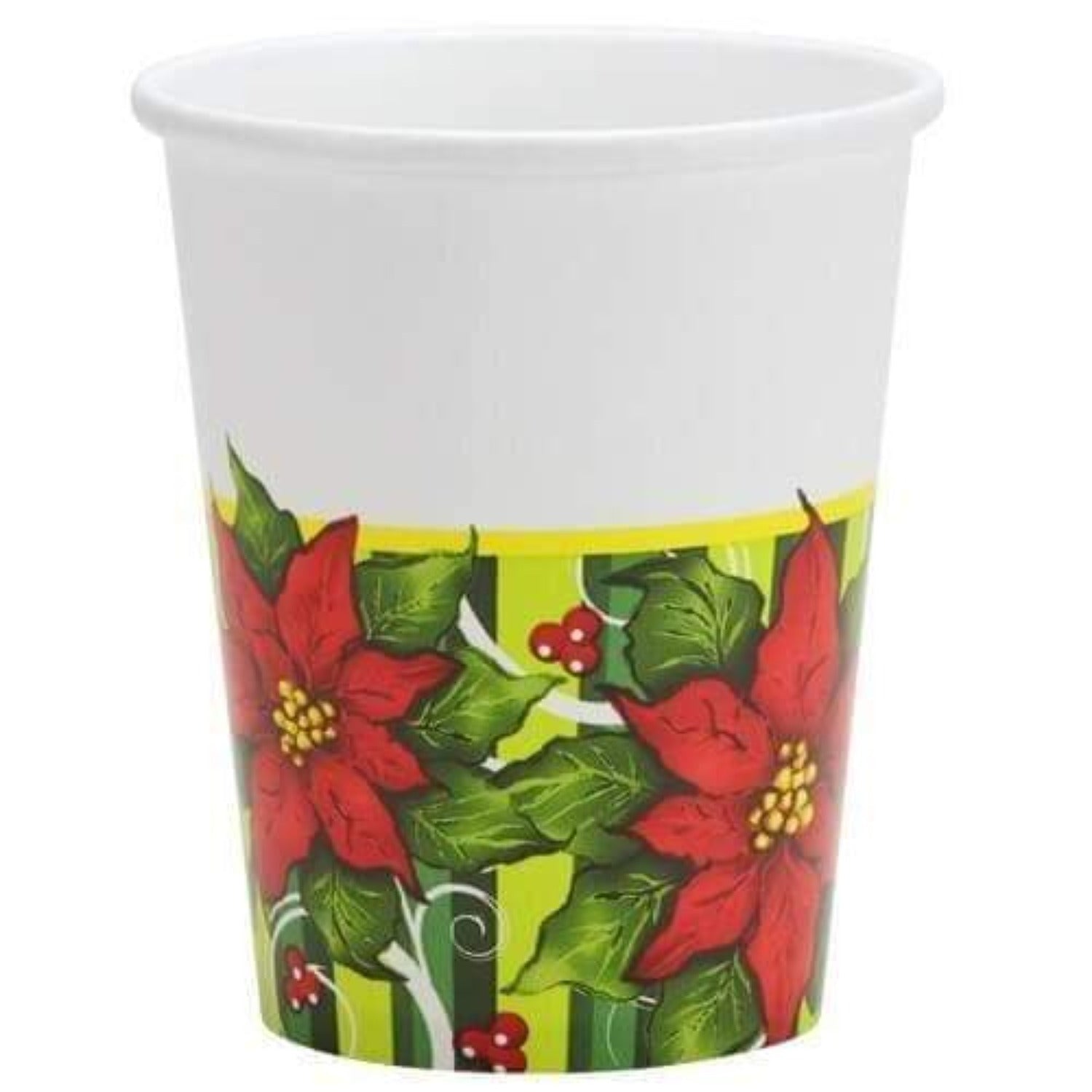 9oz Paper Cups Poinsettia Wreath 12ct
