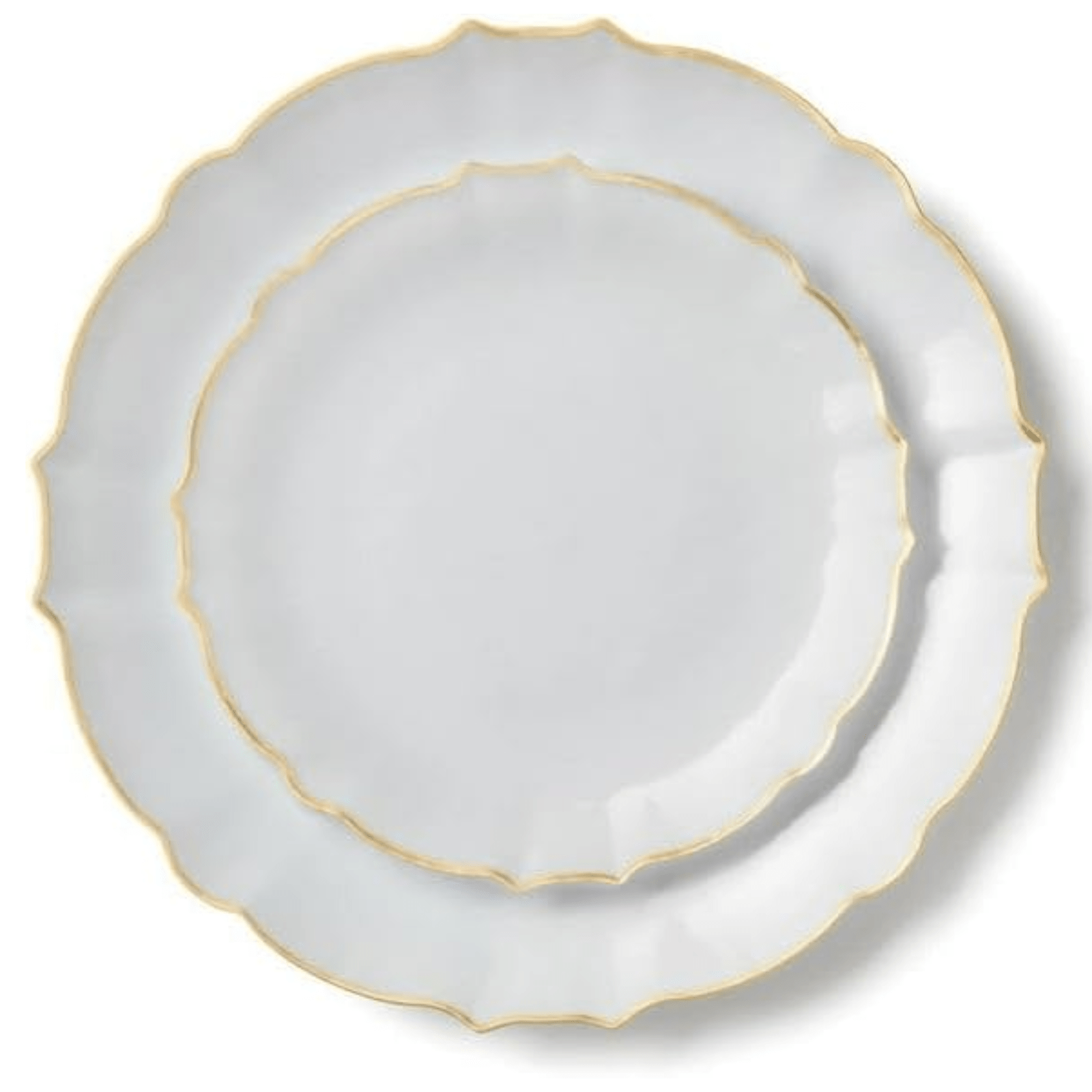 Luxe 7.5" White With Gold Rim Plastic Heavyweight Dessert Plates 10 Pack