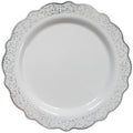 Confetti 9.5" Plastic Plate White Silver 10 Pack