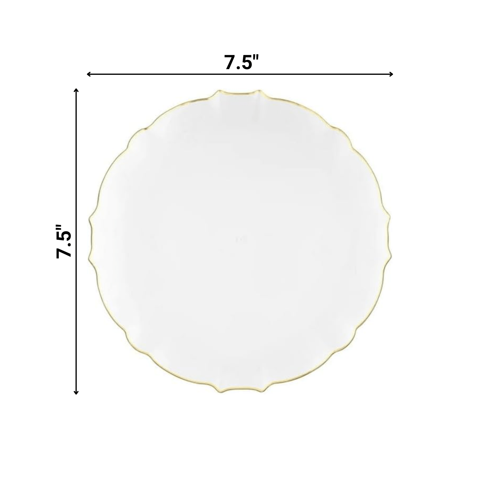 Luxe 7.5" White With Gold Rim Plastic Heavyweight Dessert Plates 10 Pack