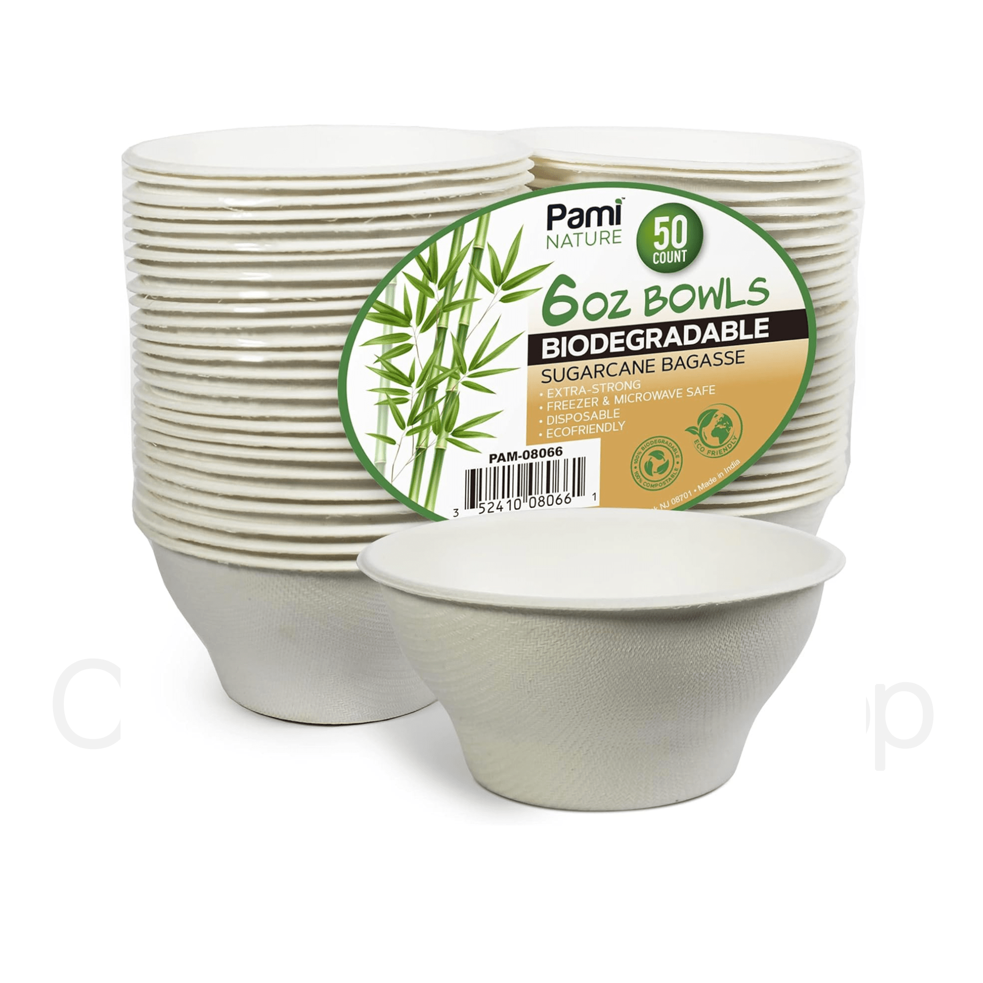 Eco 6oz Biodegradable Compostable Bowls: 50 Pack