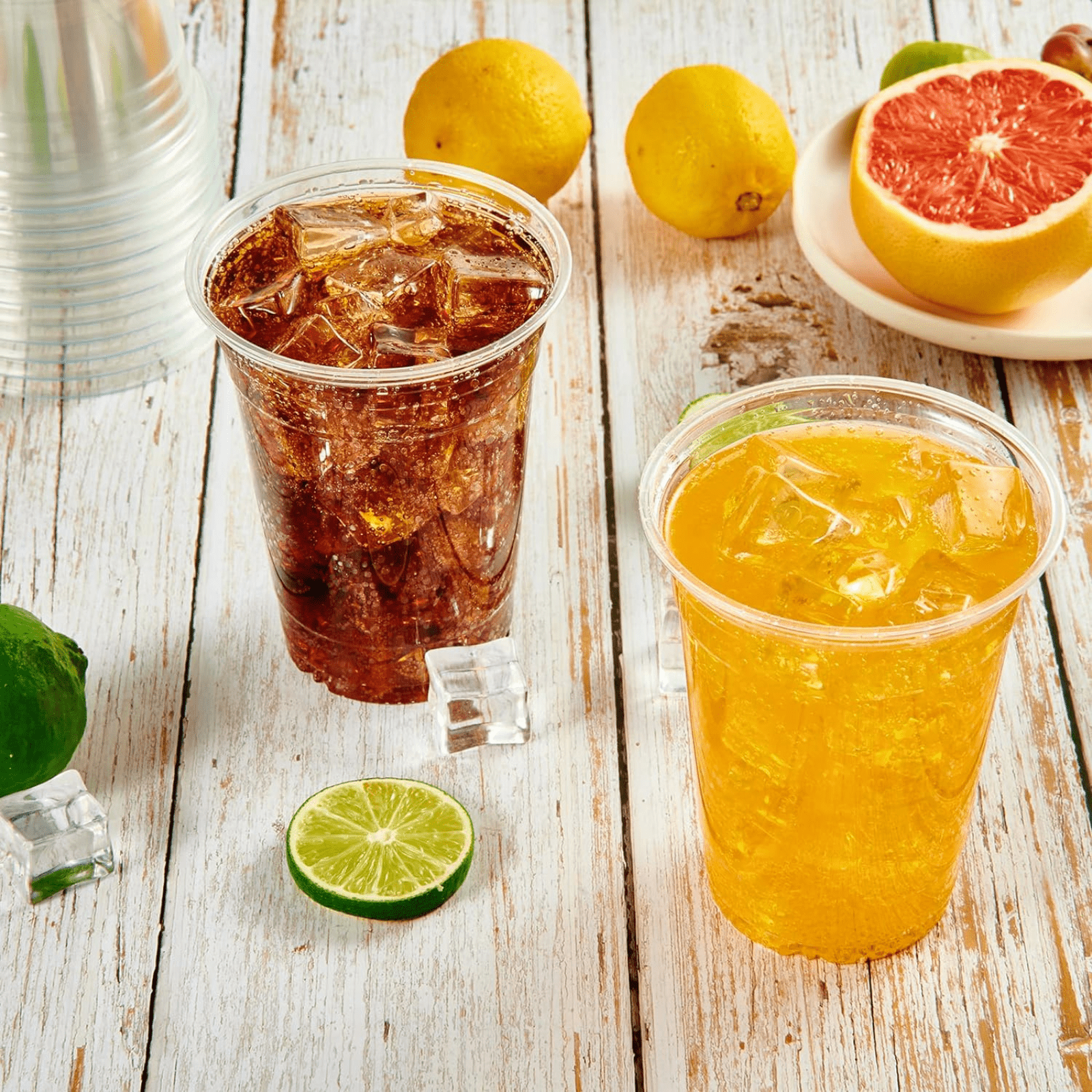 12oz Plastic Clear PET Cups With Flat Lid & Straw, for All Kinds of Beverages