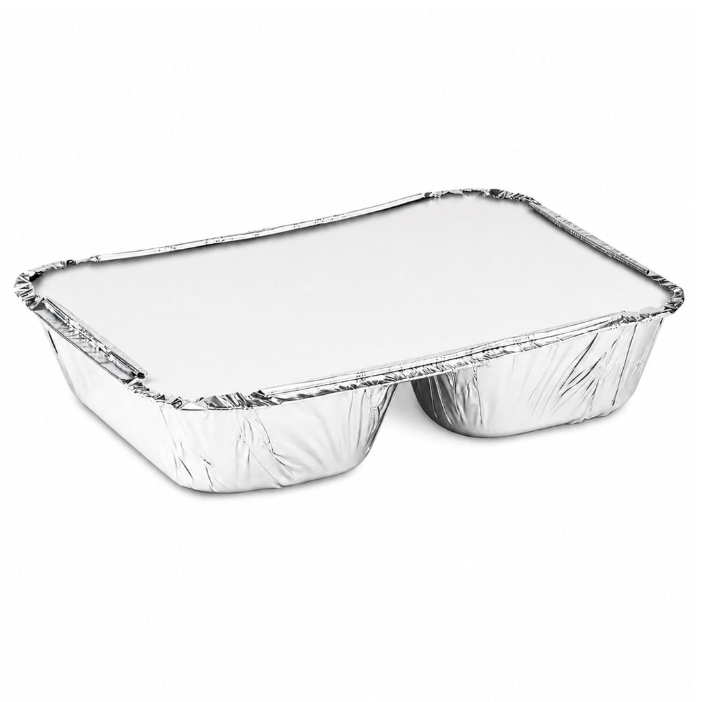 3 Compartment Aluminum Dinner Foil Pan/Tray with Board Lids