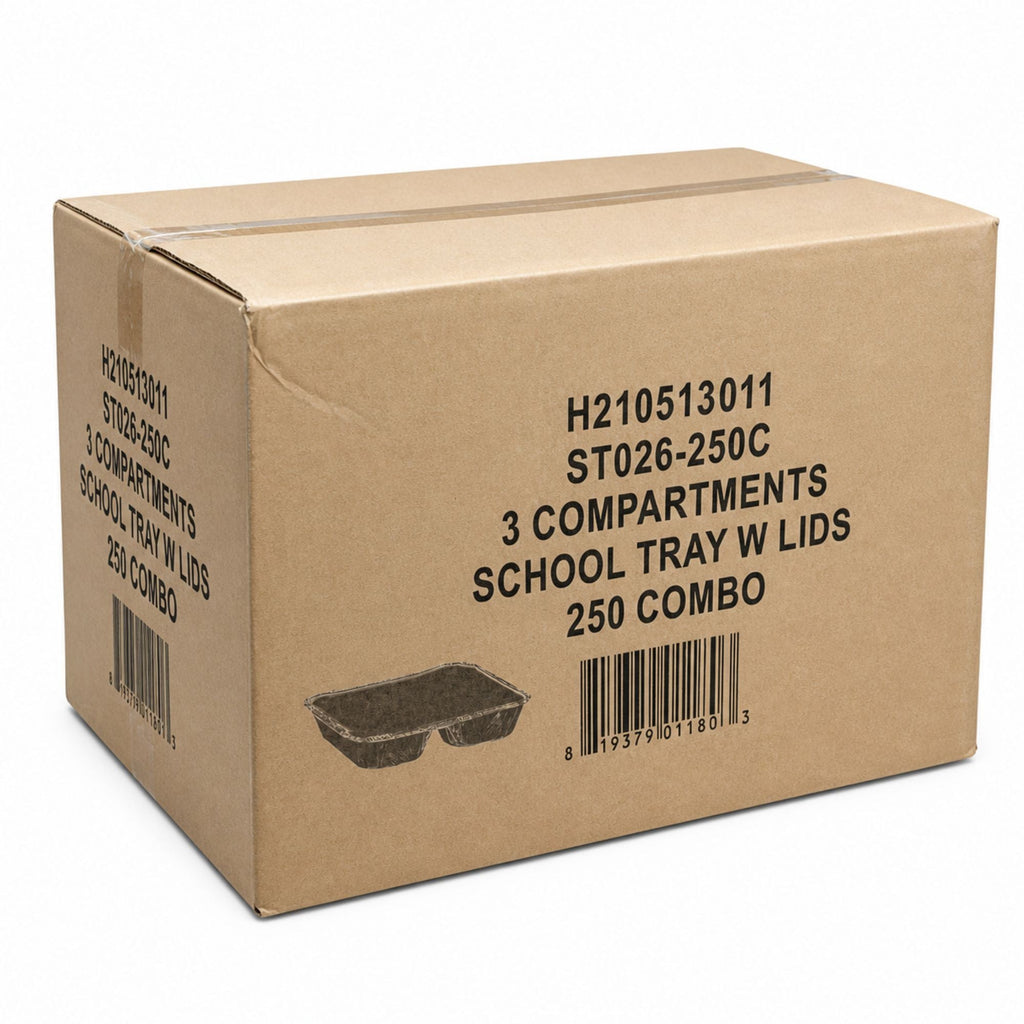 WHOLESALE 3 Compartment Aluminum Disposable Foil Pan/Tray with Board Lids 250/Case