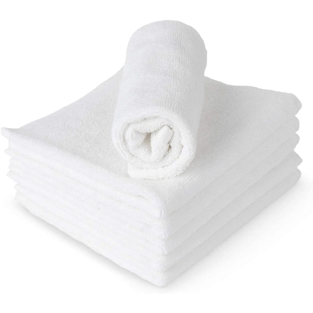 Wash Cloths 12"x12" 100% Cotton White 10 Pack
