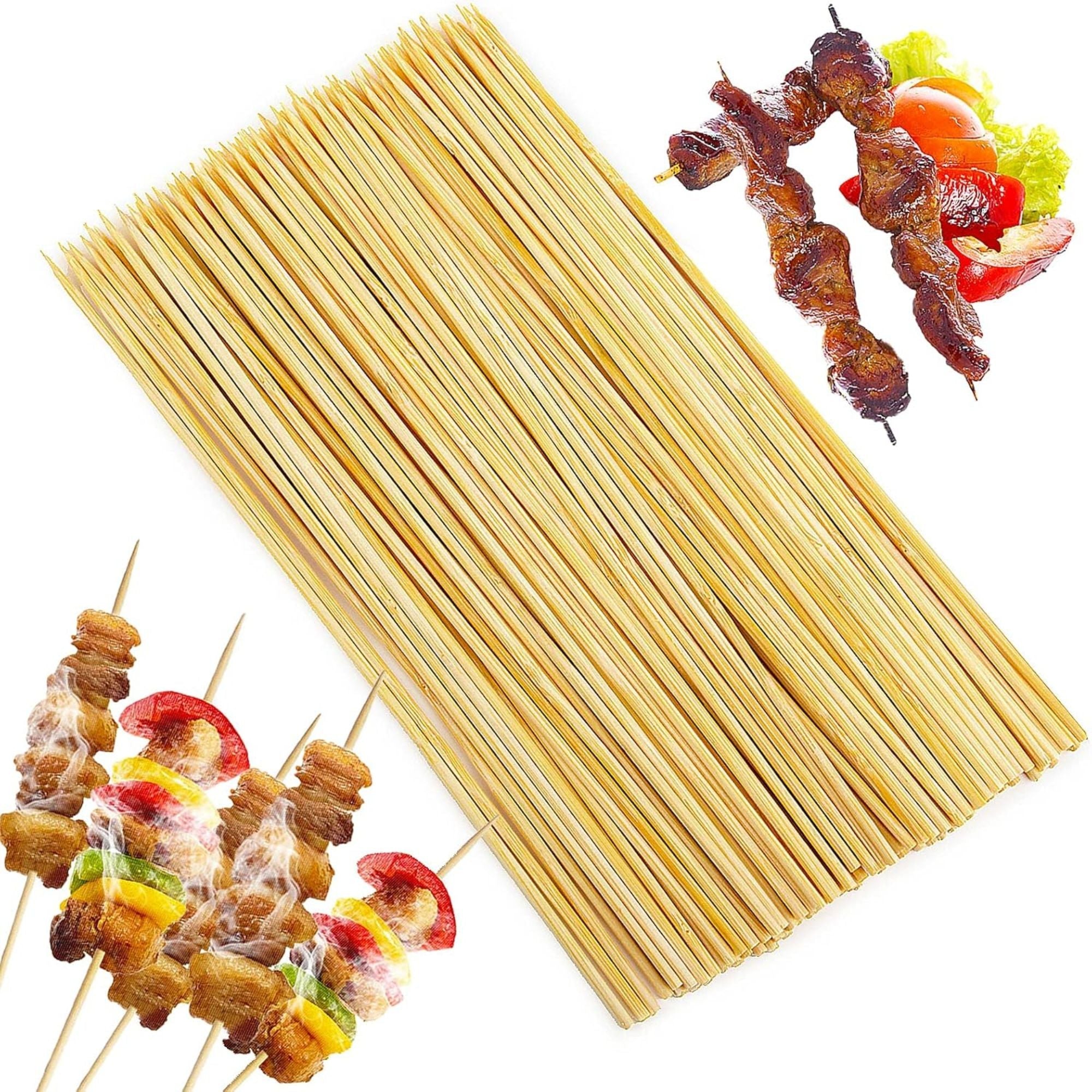 12" Bamboo Skewers  Natural BBQ Sticks for Grilling, Kabobs & More