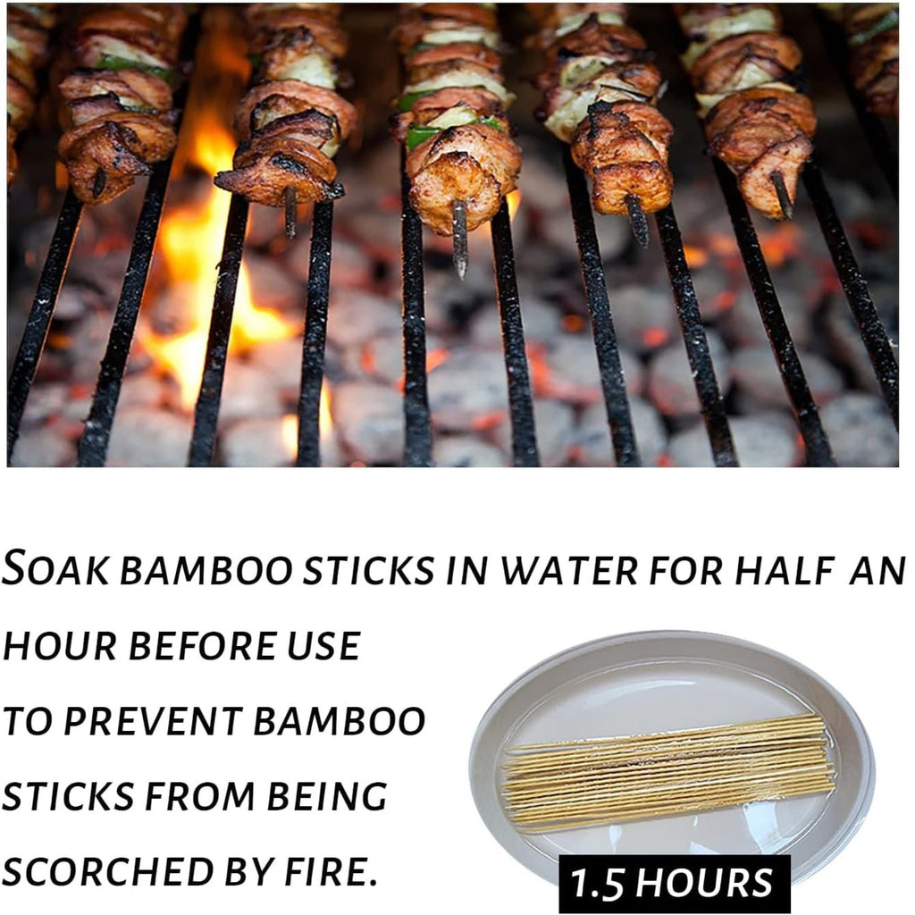 12" Bamboo Skewers  Natural BBQ Sticks for Grilling, Kabobs & More