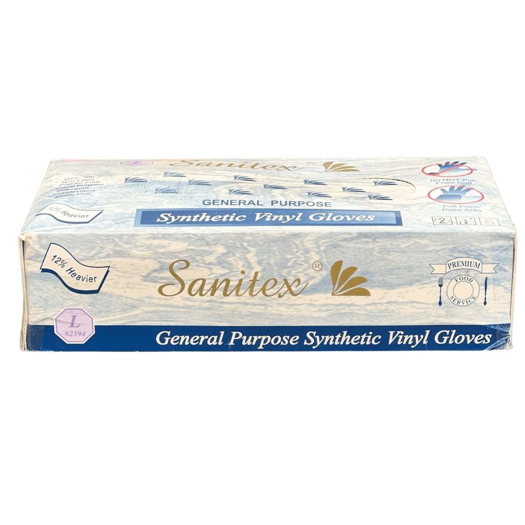 Large Sanitex Vinyl Gloves Disposable 100Pcs