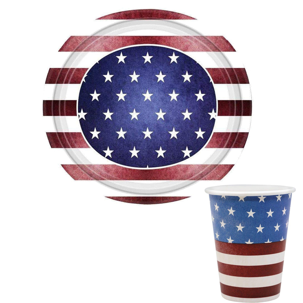 12" Paper Plates American Flag Pattern 14 Pack