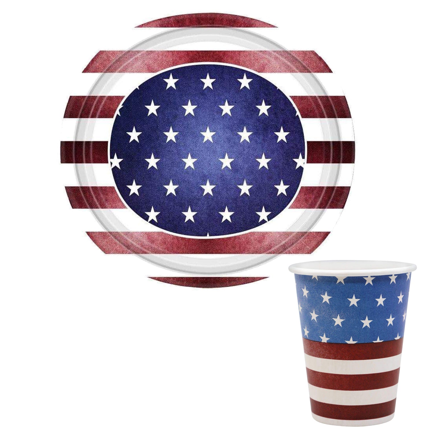 12" Paper Plates American Flag Pattern 14 Pack