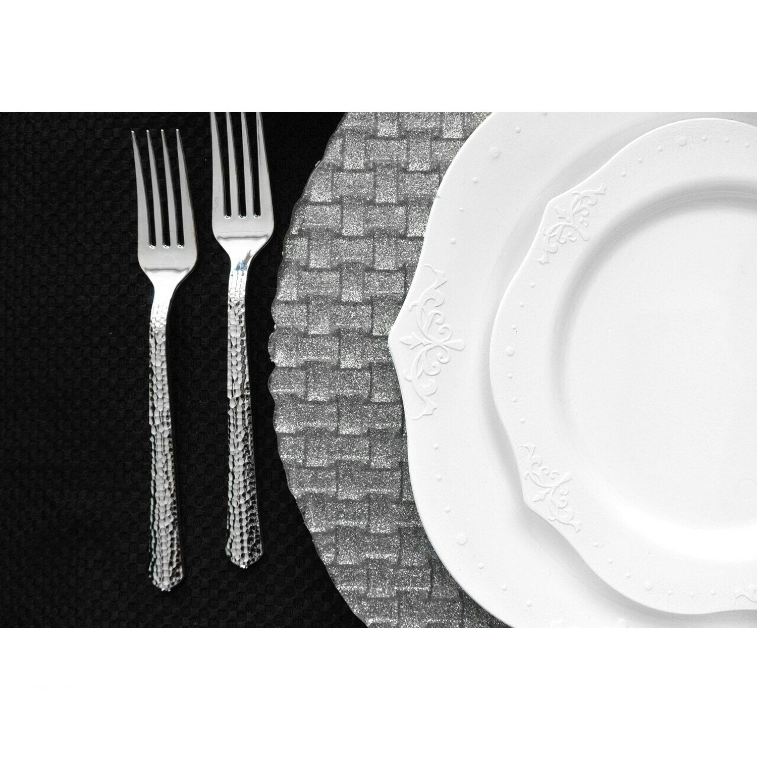*BUY BULK* Antique 10" Plastic Dinner Plates White  20 Pack