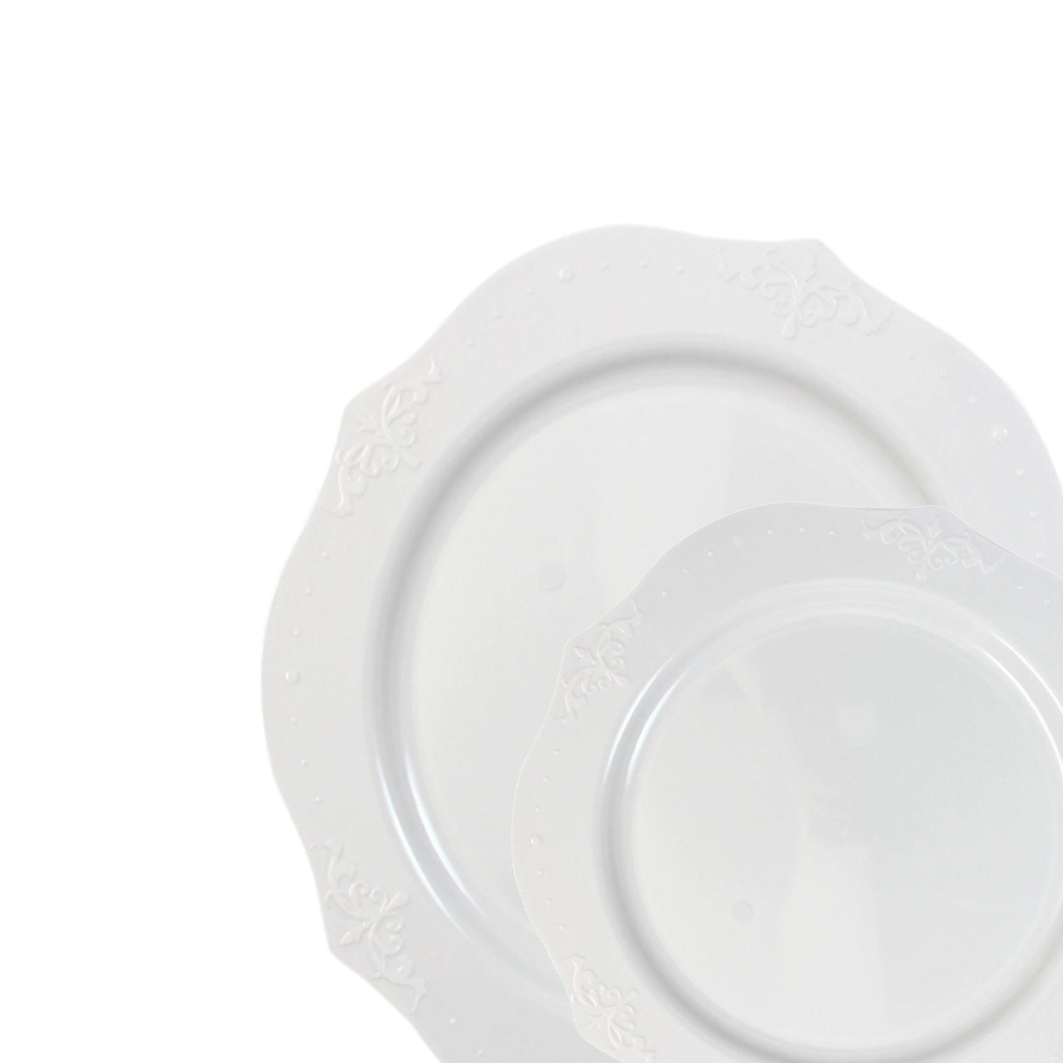 *BUY BULK* Antique 7'' Plastic Salad Plates White  20 Pack
