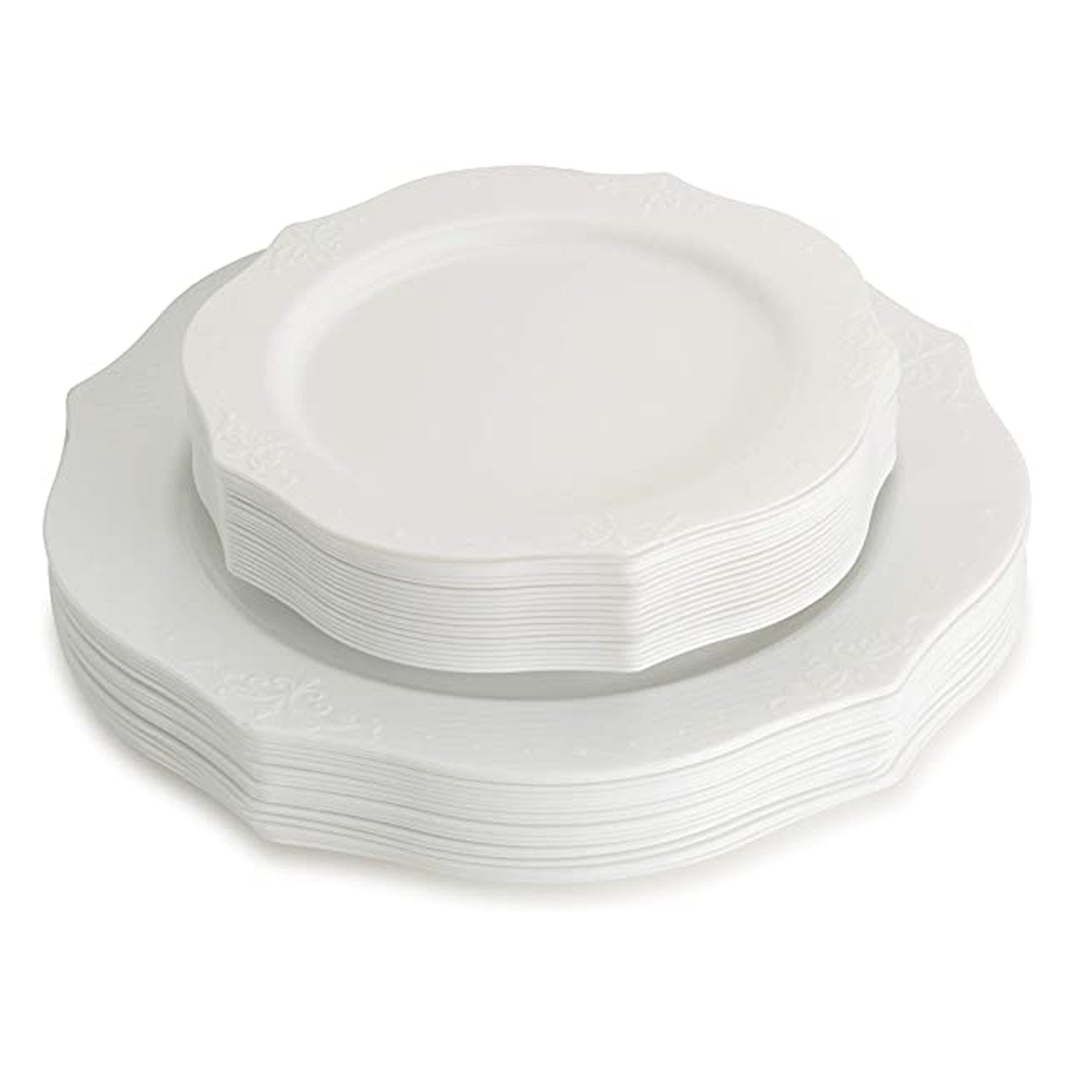 *BUY BULK* Antique 7'' Plastic Salad Plates White  20 Pack