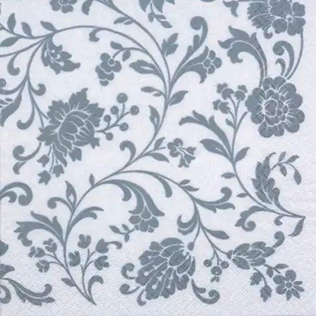 Arabesque White/Silver Lunch Napkins 20 Pack