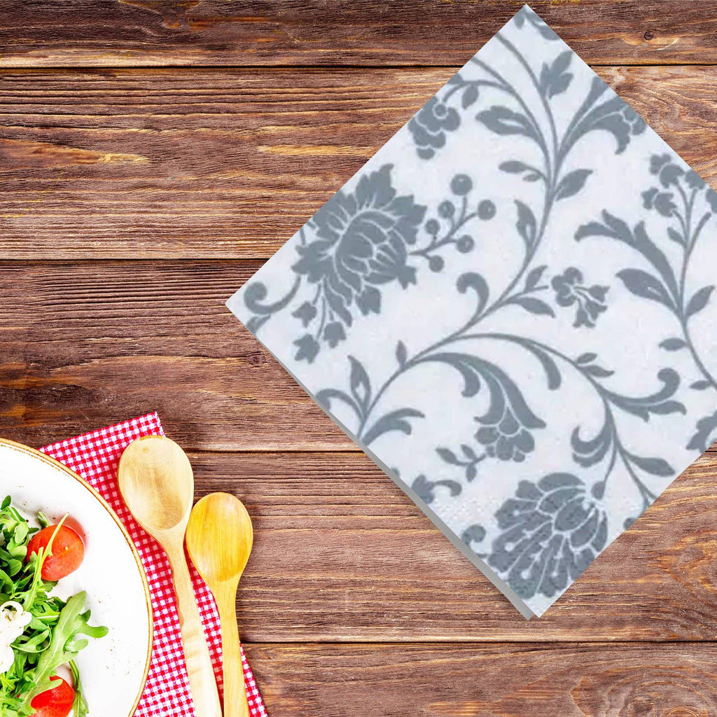 Arabesque White/Silver Lunch Napkins 20 Pack