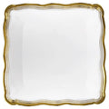 Aristocrat 12”x12” White & Gold Square Serving Trays Plastic 2 Pack
