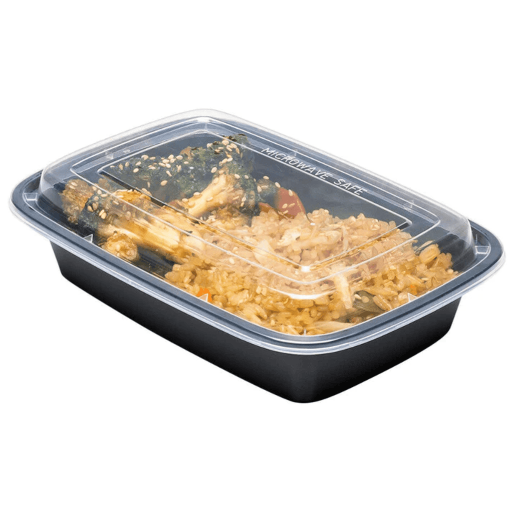 38oz. Rectangular Meal Prep/ Bento Box Containers with Lids Disposable Plastic