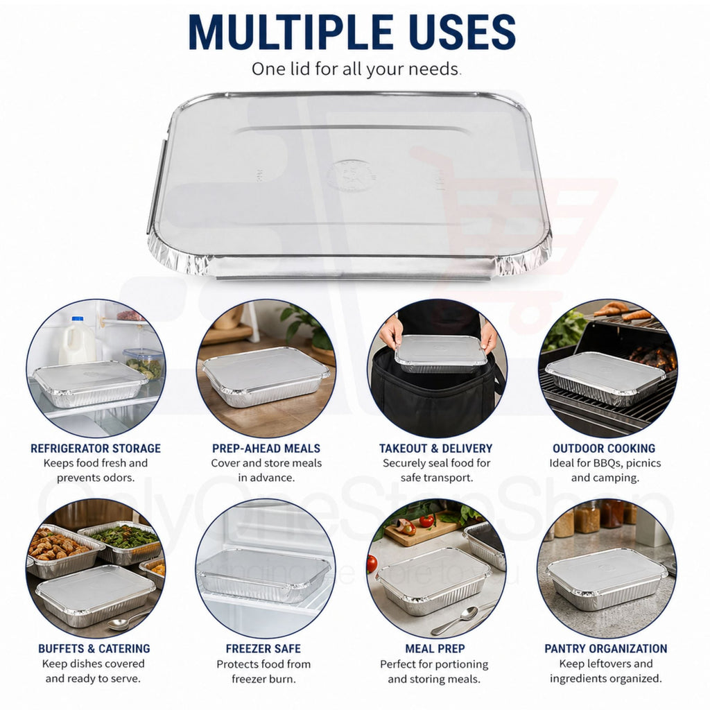 *WHOLESALE* 5LB Oblong Aluminum Lid (Must bend edges of pan to fit)  250/Case