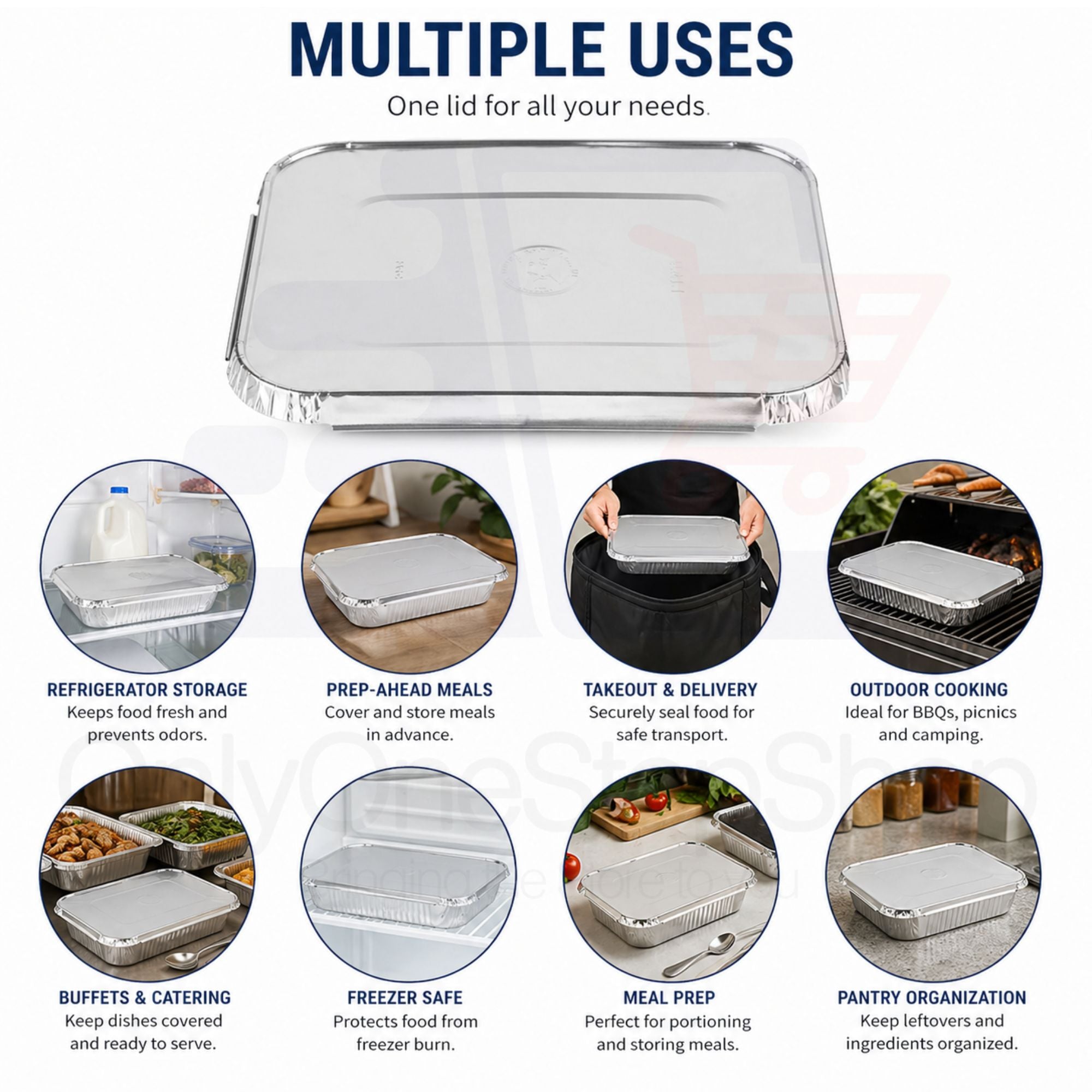 *WHOLESALE* 5LB Oblong Aluminum Lid (Must bend edges of pan to fit)  250/Case