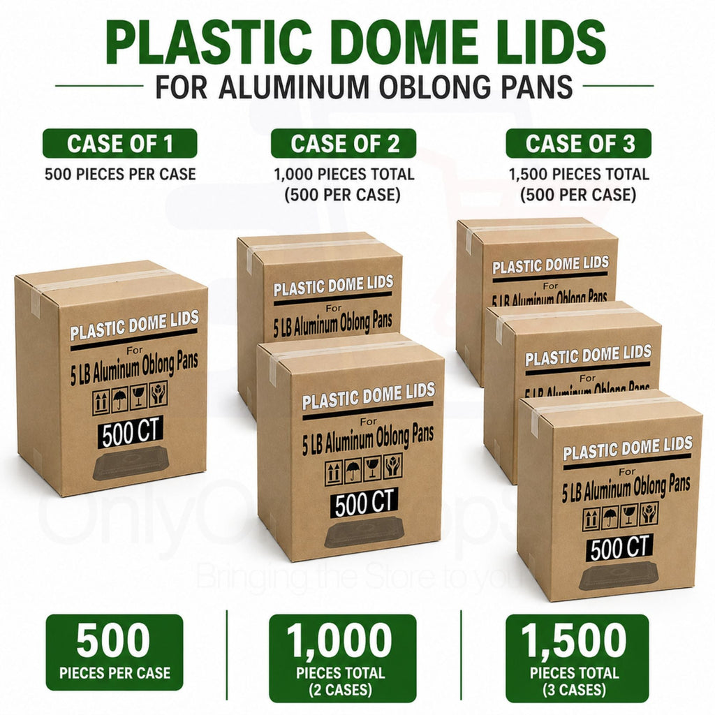 *WHOLESALE* Plastic Dome Lids For 5Lb Aluminum Oblong Pans 9.5" x 7" 500/case