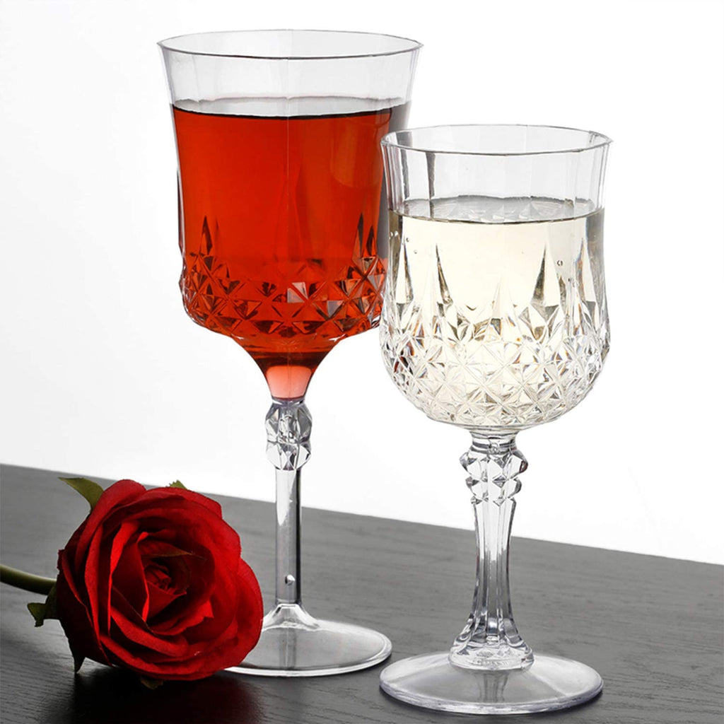 8 oz Crystal Like Elegant Wine Glasses Goblets Plastic 4 Pack