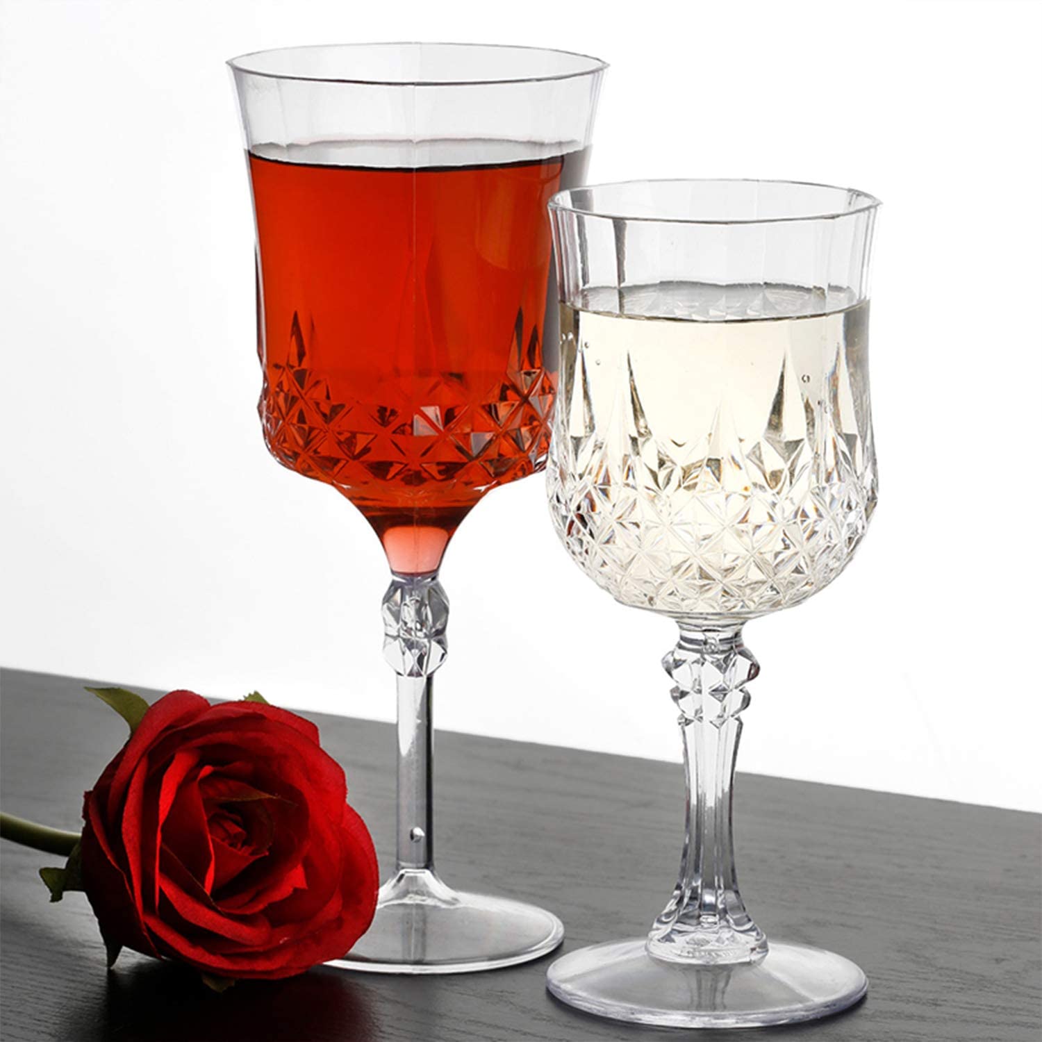 8 oz Crystal Like Elegant Wine Glasses Goblets Plastic 4 Pack