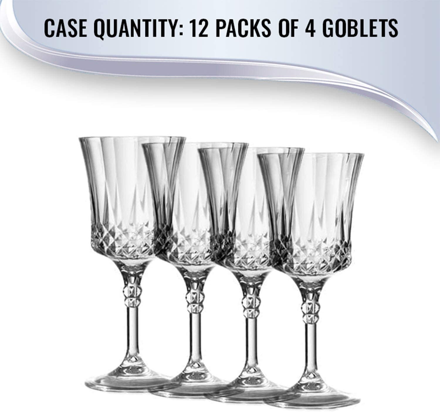 8 oz Crystal Like Elegant Wine Glasses Goblets Plastic 4 Pack