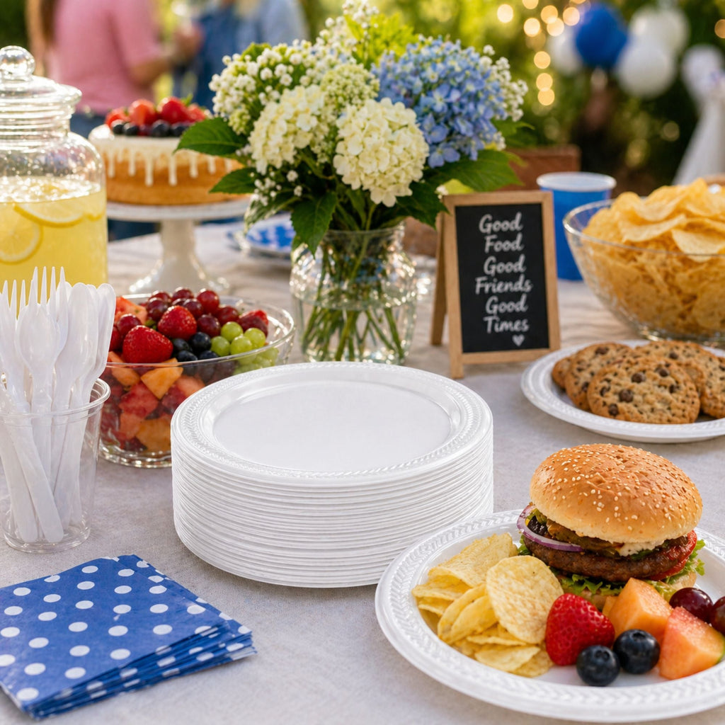 *BUY BULK* 6" plates Lightweight White Plastic  Disposable
