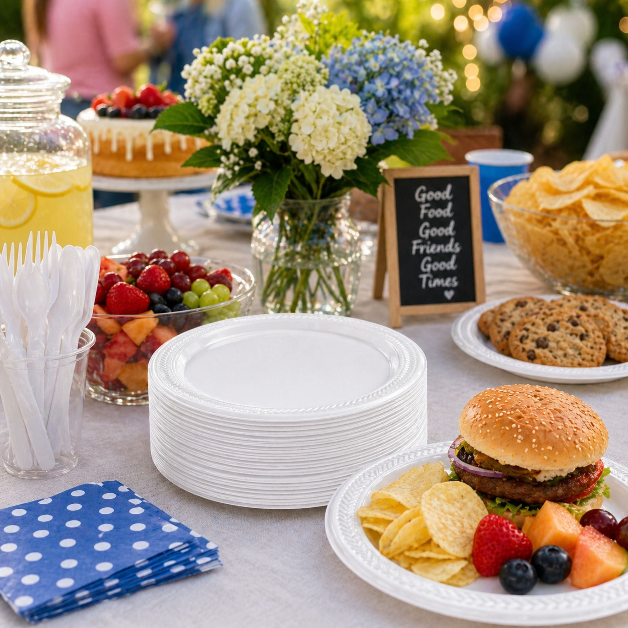 *BUY BULK* 6" plates Lightweight White Plastic  Disposable