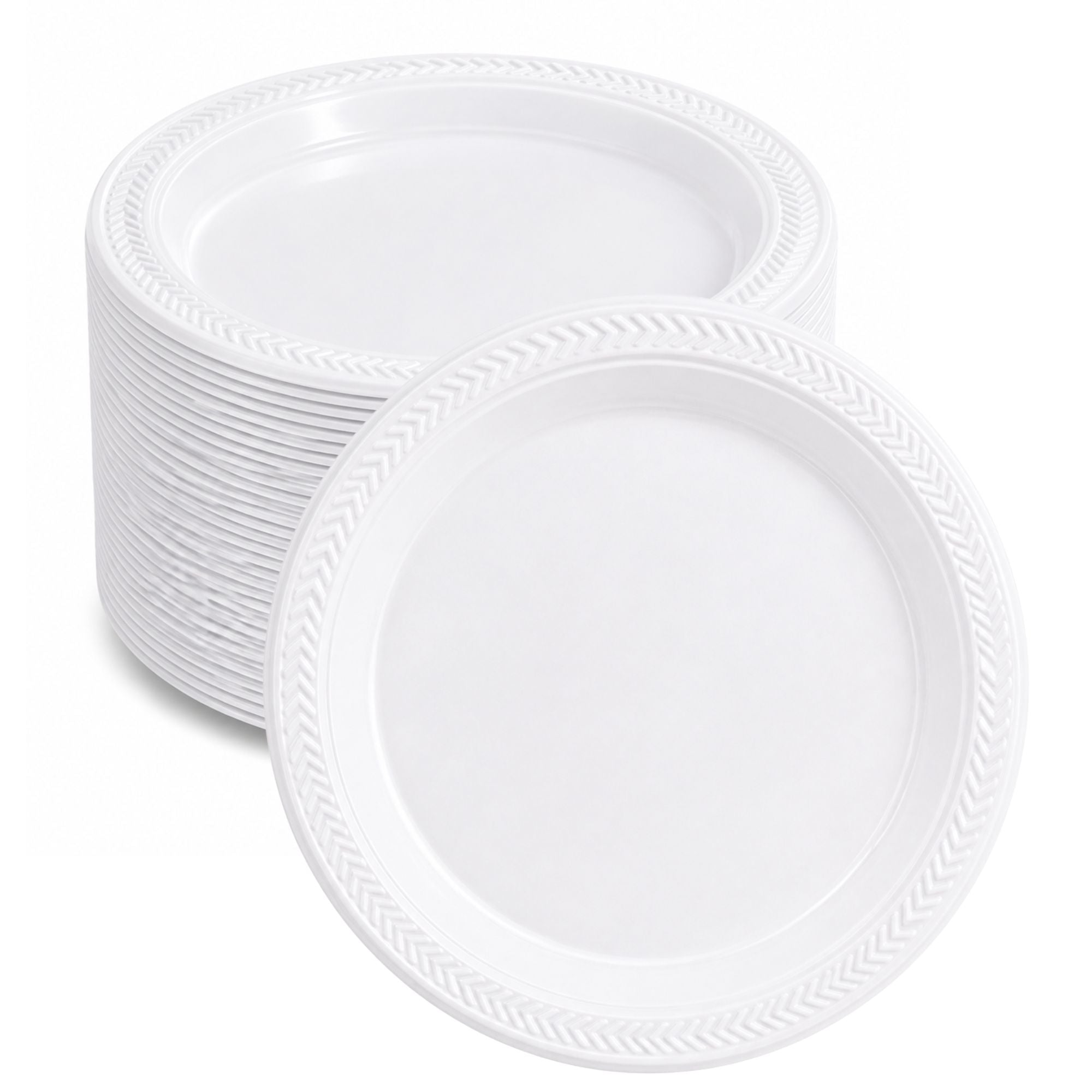 *BUY BULK* 9" White Plates Light Weight Plastic Disposable