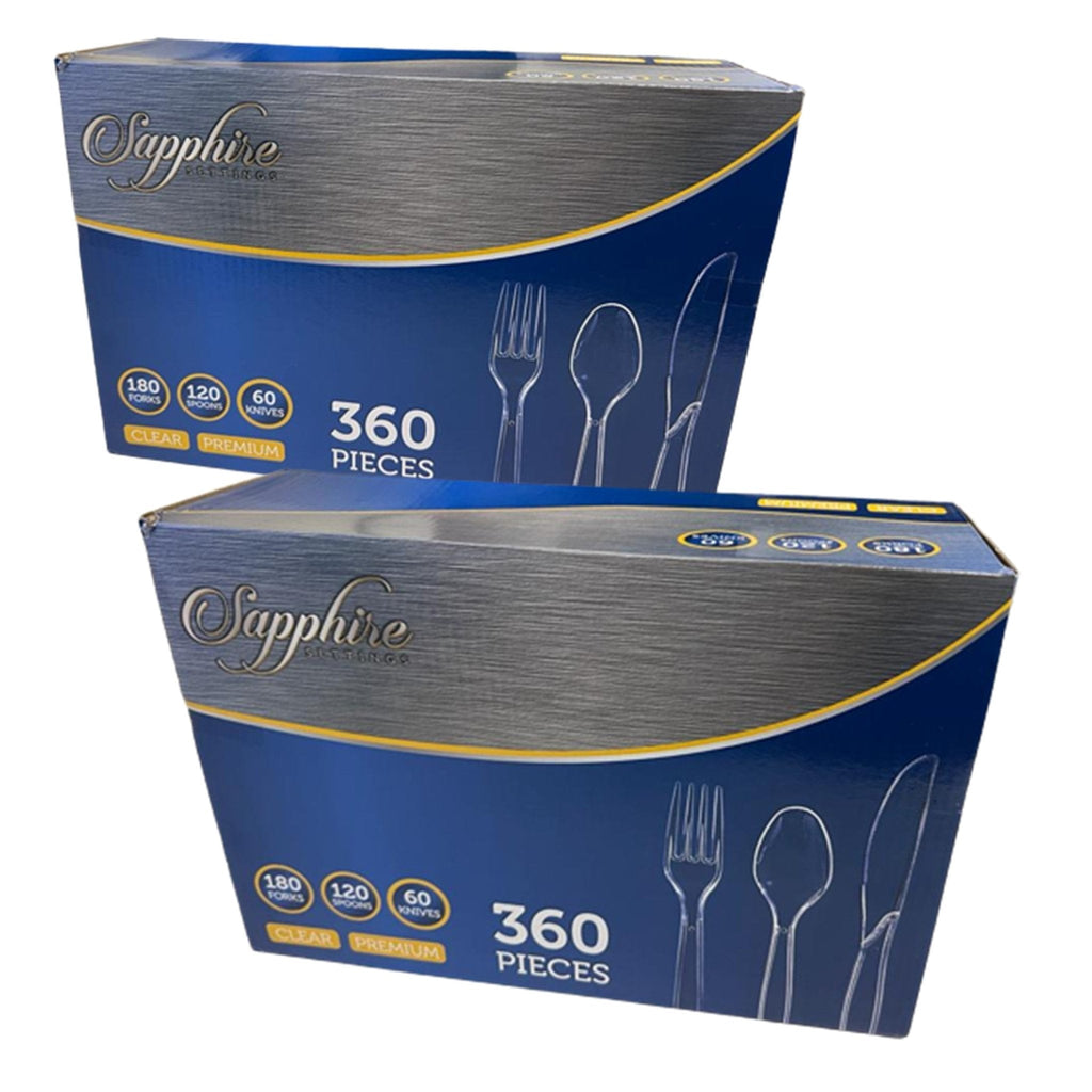 360 Pcs Clear Plastic Spoons Forks Knives Plastic Party Cutlery