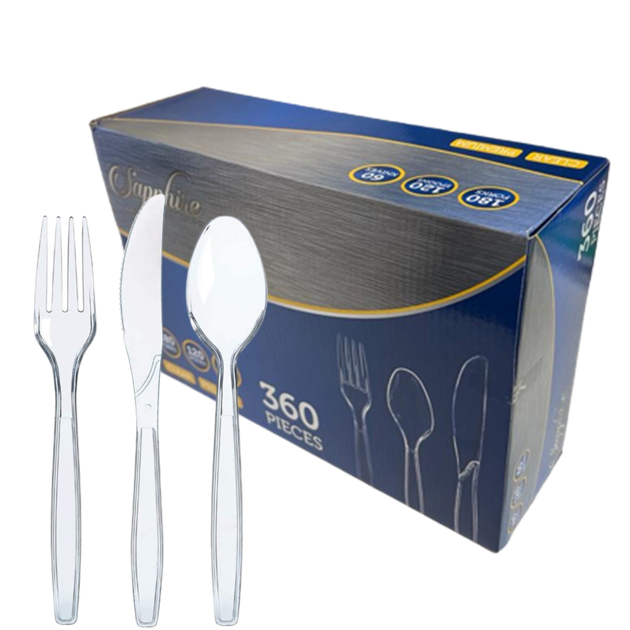 360 Pcs Clear Plastic Spoons Forks Knives Plastic Party Cutlery