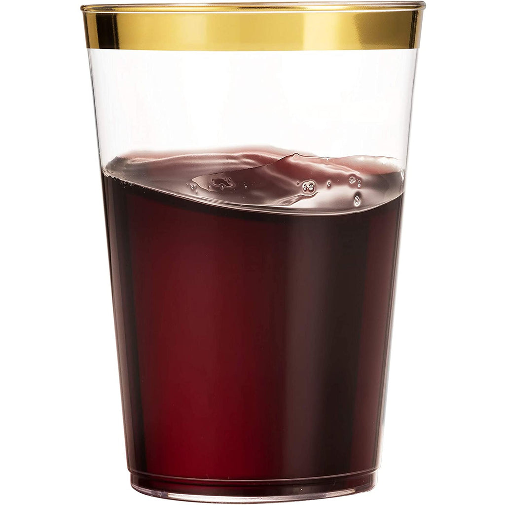 *BUY BULK* 10oz Tumblers Plastic Cups Gold Rim