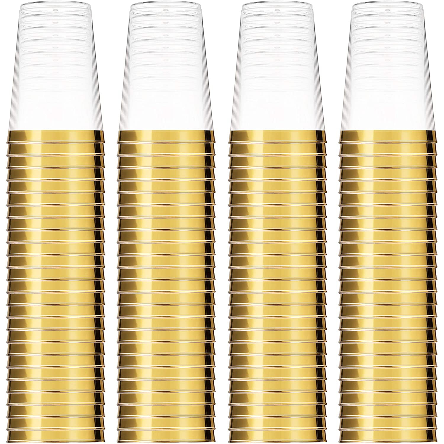 *BUY BULK* 10oz Tumblers Plastic Cups Gold Rim