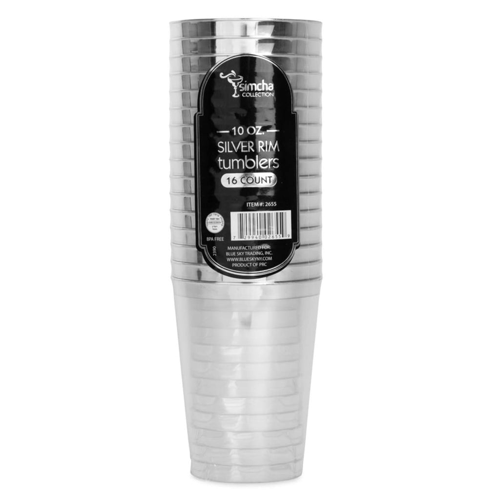 *BUY BULK* 8oz Tumblers Plastic Cups Silver Rim