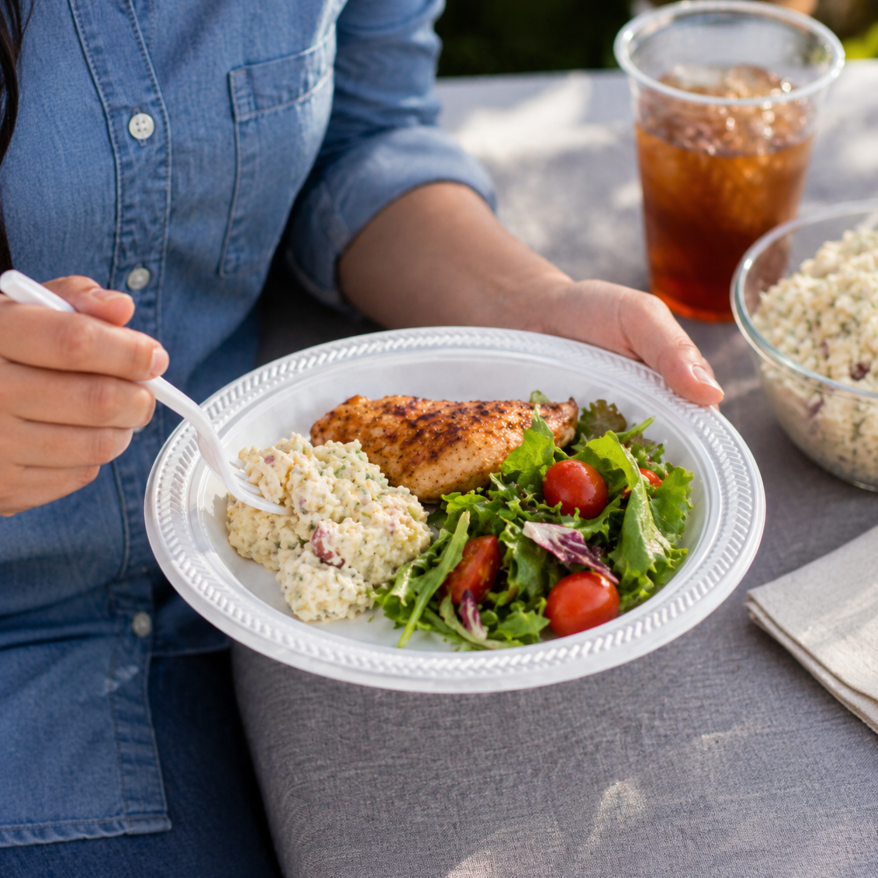 *BUY BULK* 7" plates Lightweight White Plastic Disposable