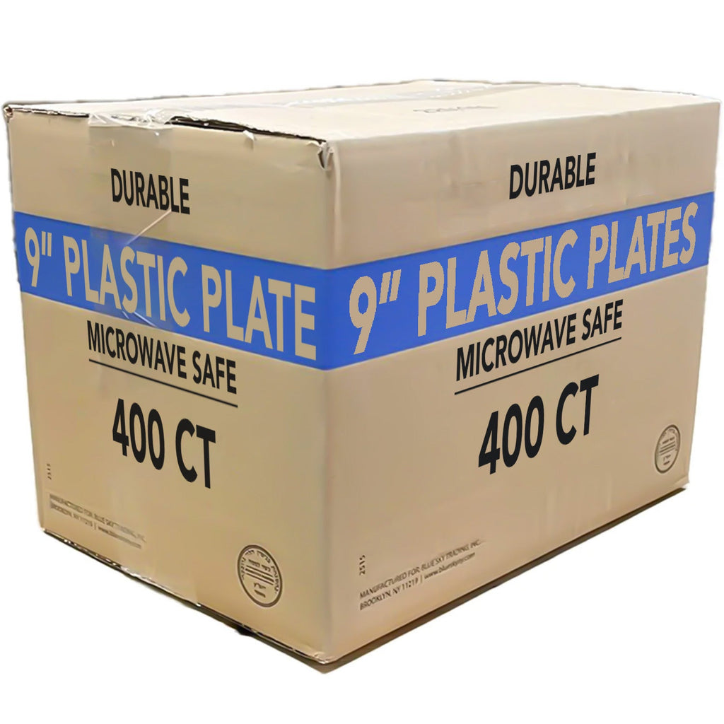 *WHOLESALE* 9" Lightweight White Dinner Plates Disposable Plastic 400/Case