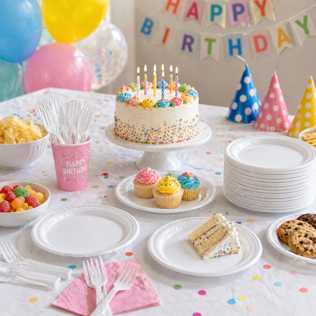 *BUY BULK* 9" Lightweight White Plastic plates Disposable