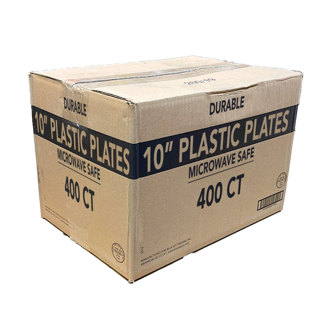*WHOLESALE* 10" Lightweight White Dinner Plates Disposable Plastic 400/Case