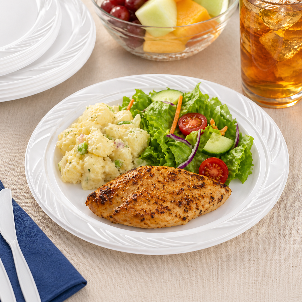 *BUY BULK* 10" plates Lightweight White Plastic Disposable