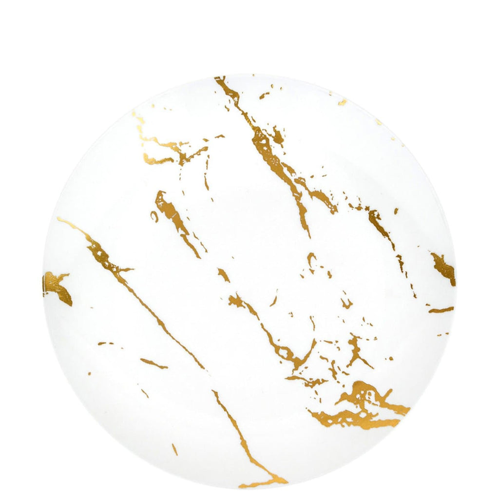 Gold Stroke 7.5" White Appetizer/Dessert Plate Plastic Elegant Plates Blue Sky 10 Pieces