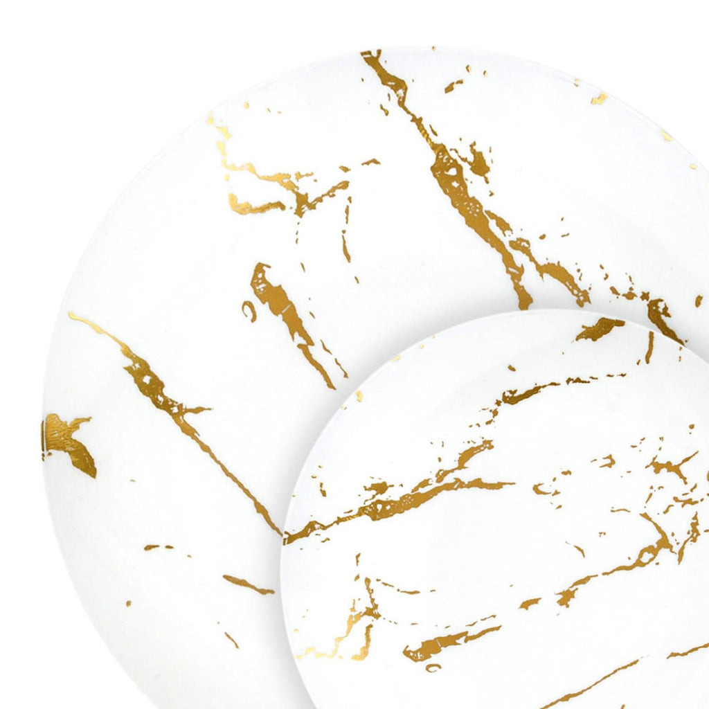 Gold Stroke 9" White Meal Plate Plastic