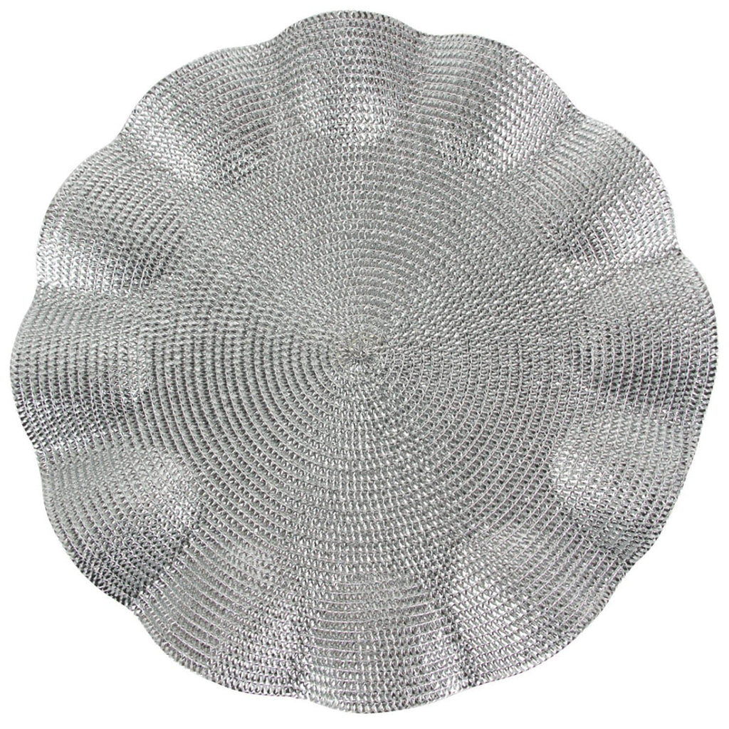 Silver Plastic Braided Chargers 14.5″ 2 Pack Tablesettings Decorline 2 Pieces