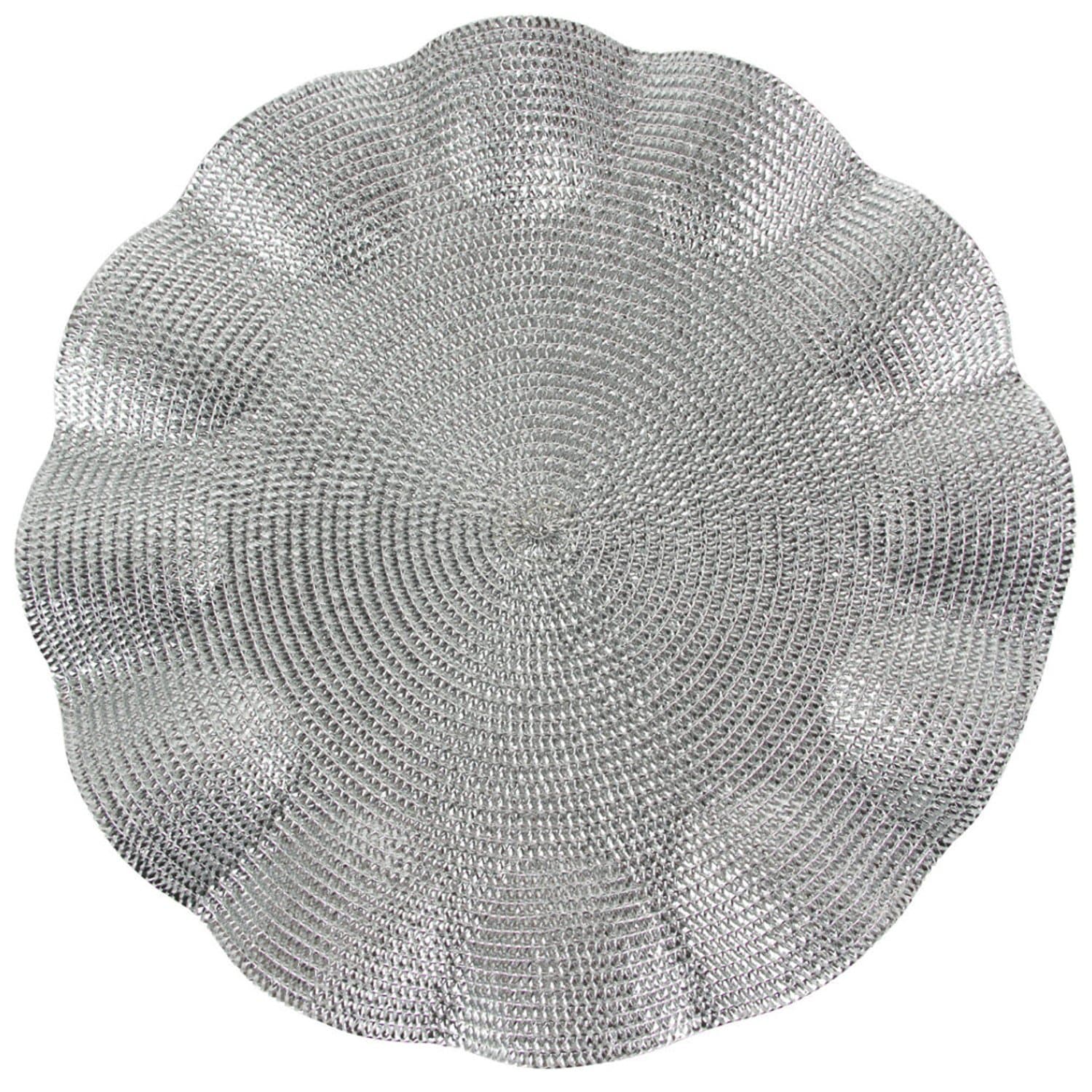 Silver Plastic Braided Chargers 14.5″ 2 Pack Tablesettings Decorline 2 Pieces