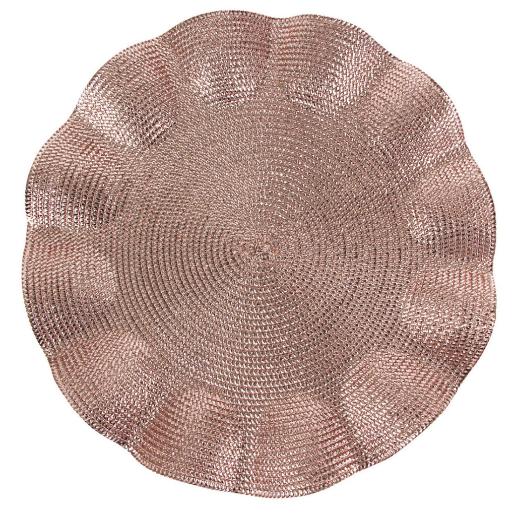 Rose Gold Plastic Braided Chargers 14.5" 2 Pack Tablesettings Decorline Default Title