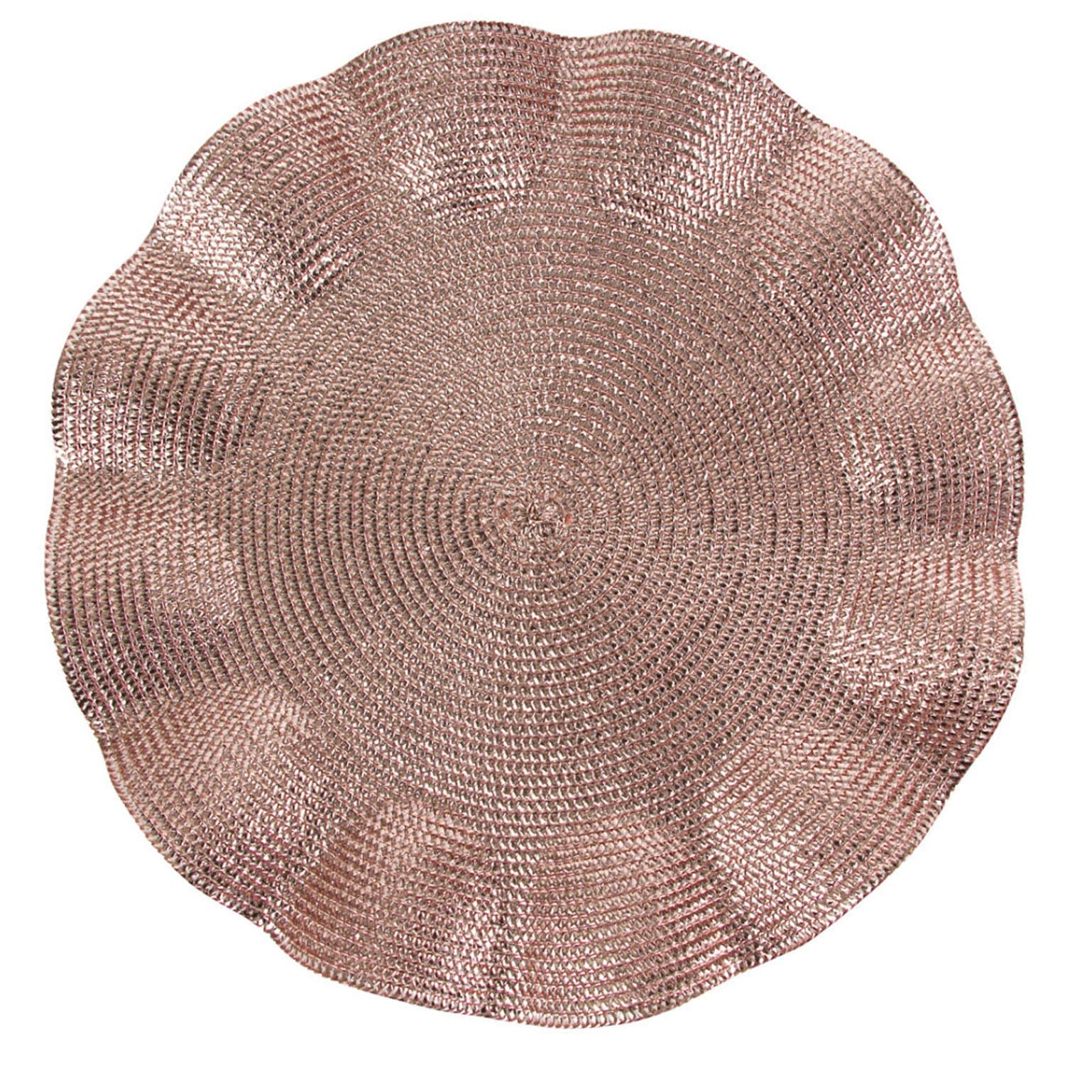 Rose Gold Plastic Braided Chargers 14.5" 2 Pack Tablesettings Decorline Default Title