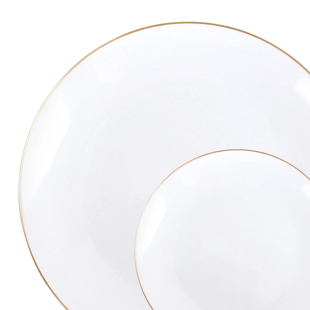 White With Gold Rim Plastic Dinnerware Set- Elegant Party Pack-Organic