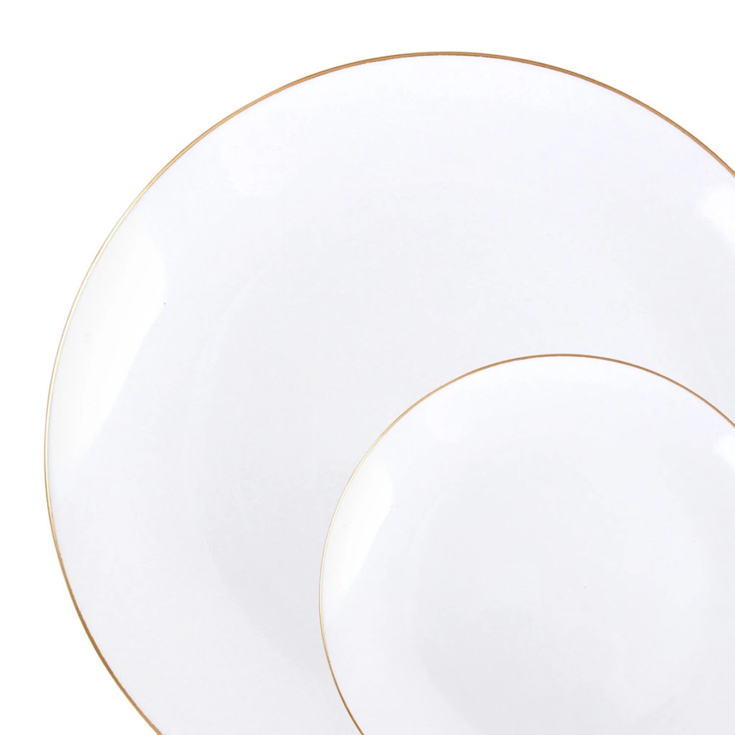 White With Gold Rim Plastic Dinnerware Set- Elegant Party Pack-Organic