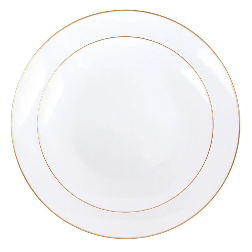 White With Gold Rim Plastic Dinnerware Set- Elegant Party Pack-Organic