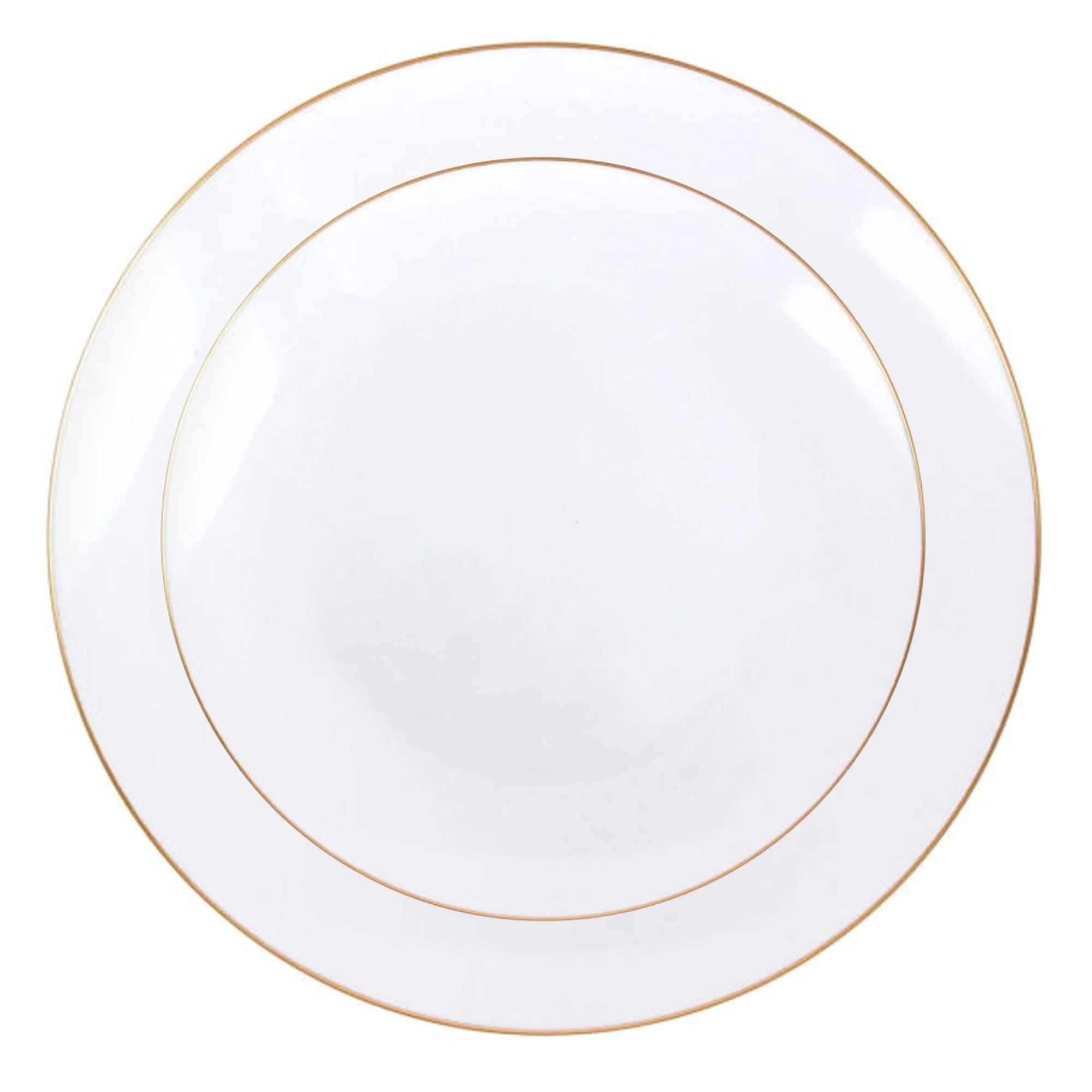 White With Gold Rim Plastic Dinnerware Set- Elegant Party Pack-Organic